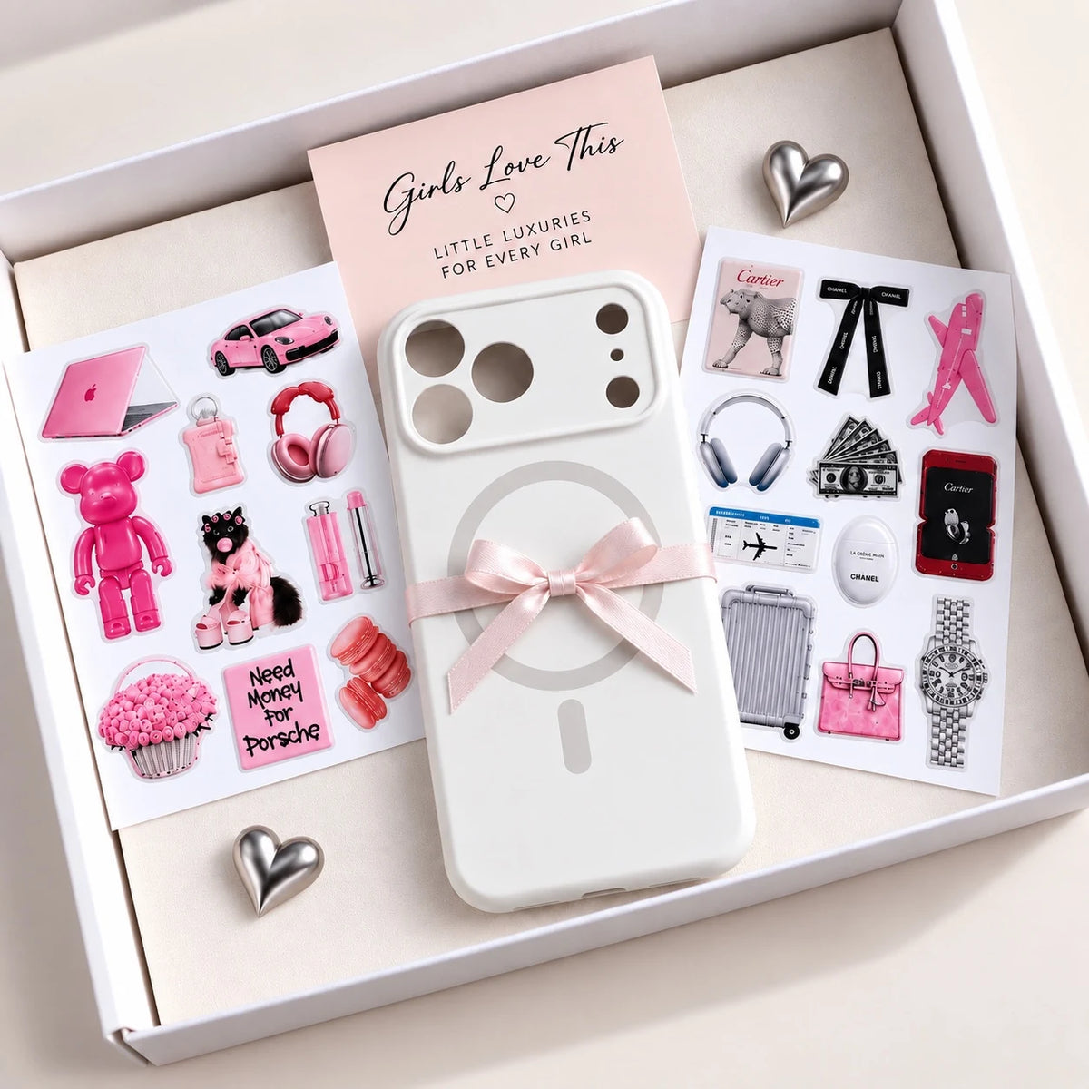 White Aesthetic Phone Case Set