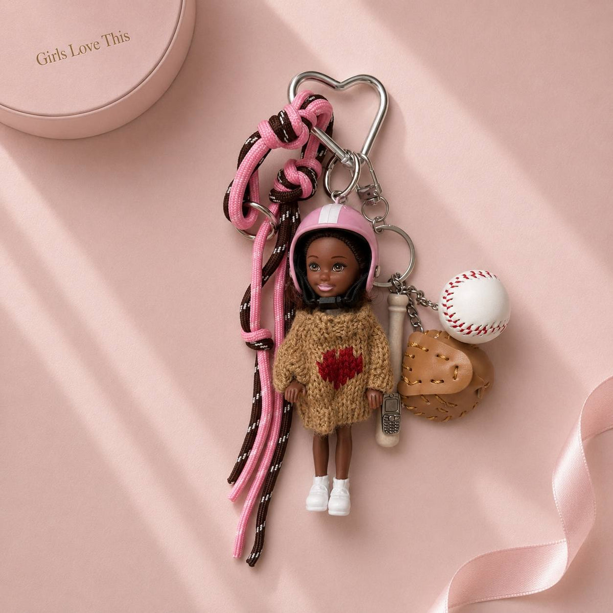 Sweet Baseball Girl Bag Charm