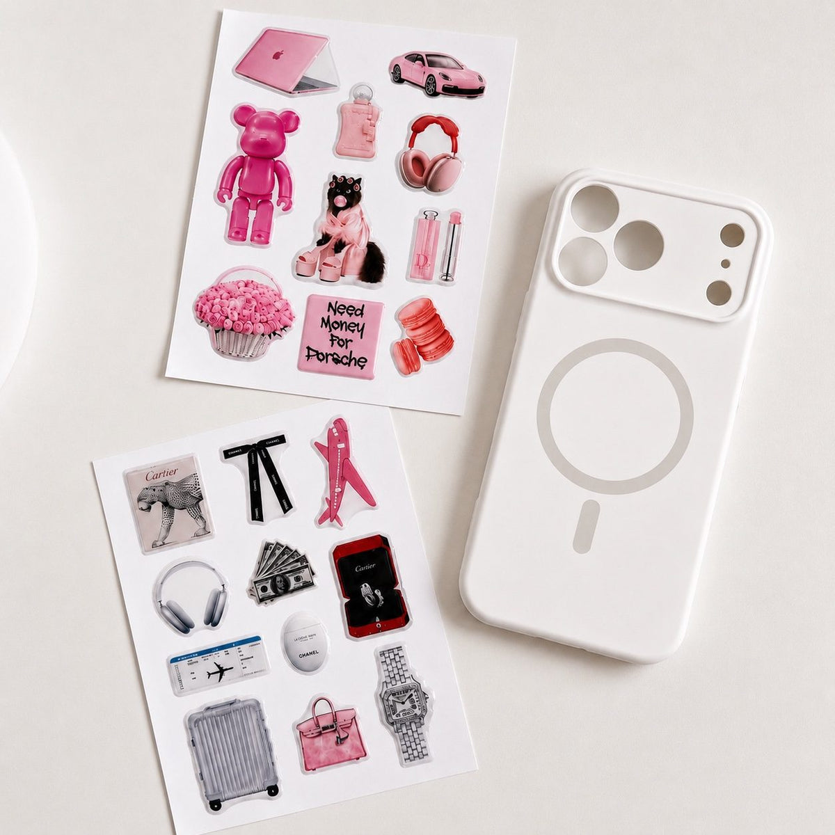White Aesthetic Phone Case Set